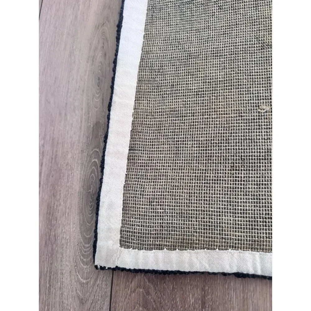 Vintage Hand Hooked Rug Floral Basket Primitive Cottagecore 21x34 Wool Accent